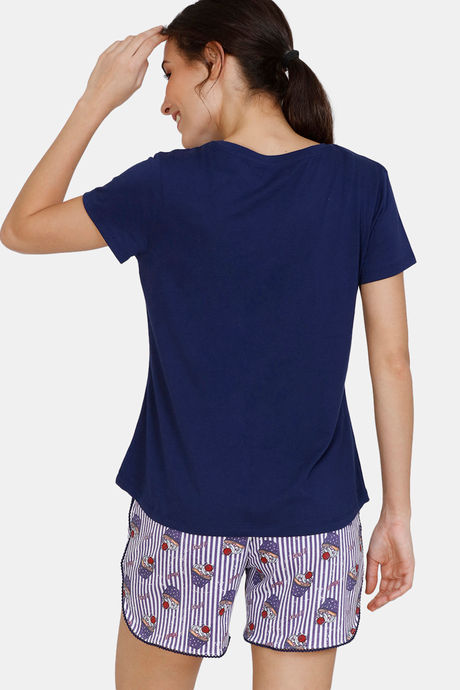 Zivame Sweet Treats Cotton Shorts Set - Purple — image 3